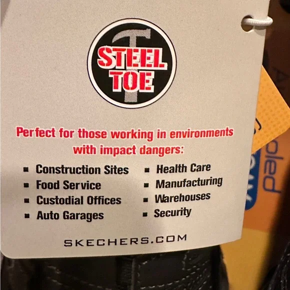 STEEl TOE Skechers Black Slip-On Shoes‎ Mens Sizes 7, 9, 11.5,13 NEW in Box